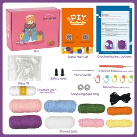 QMEAKMONY Crochet Kit for Beginners Easter with Step-by-Step Video Tutorials Knitting Kit for Adults (Owl-Rabbit)