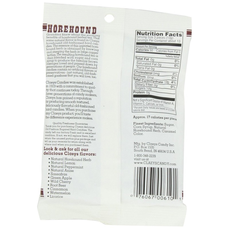 Claey's Natural Horehound Drops, 6-Ounce Packages (Pack of 12)