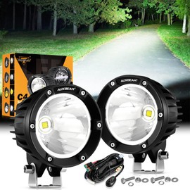 Auxbeam 4In 72W Round Led Offroad Light, 2PCS 7200LM Spot Light Pod with Wiring Harness Kit Super Bright Led Pod Lights White Round LED Pods for Truck Jeep Motorcycle SUV ATV UTV Wrangler