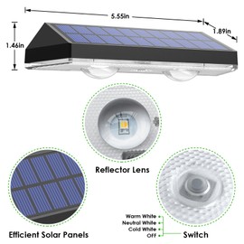 Solar Fence Lights Outdoor - 2700/4000/6000K 3 Mode, Solar Fence Lights Outdoor Waterproof LED, Fence Light Solar Powered for Outside, Backyard/Railing/Step/Patio/Wall and home improvement(8 pack)