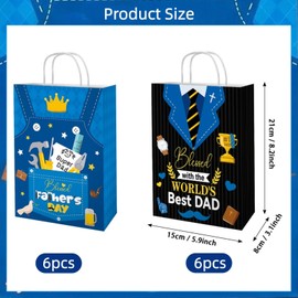 12 Pcs Father's Day Religious Gift Bags Happy Father's Day Goodie Bags with Handles Paper Treat Bags for Fathers Day Party Supplies