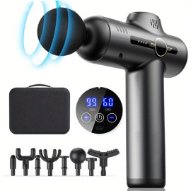 Deep Tissue Percussion Massage Gun with 10 Massage Heads & 7 Speed Levels, Super Quiet Portable Electric Muscle Massager for Athletes and Recovery