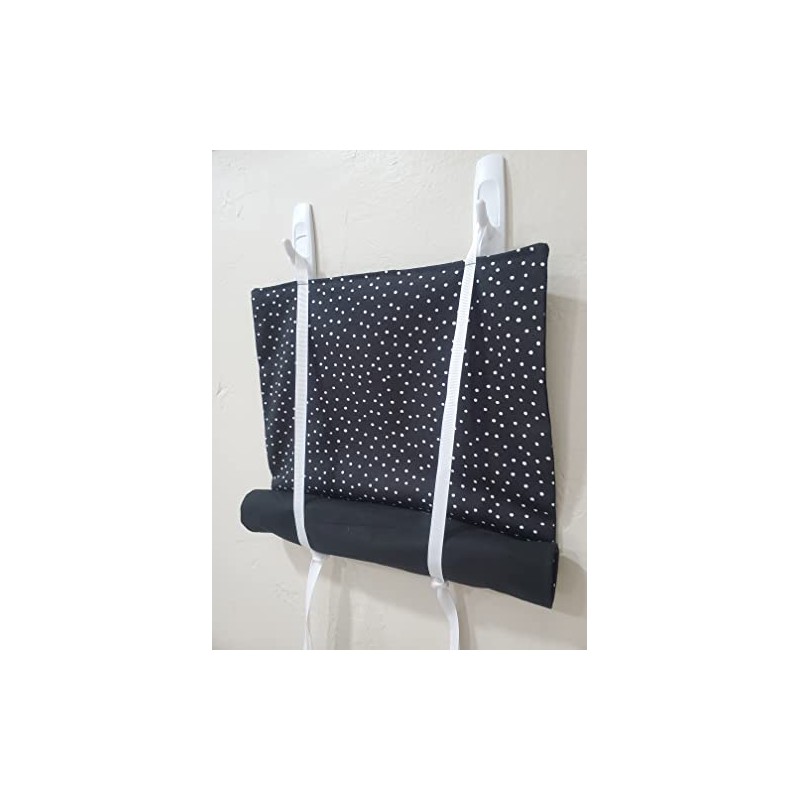 Classroom Door Curtain Security Tiny White Polka Dots Black Background