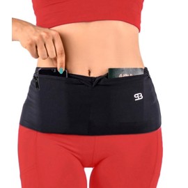 StashBandz Unisex Running Belt, Travel Money Belt, Fanny Pack, Waist Pack for Women and Men, 4 Big Security Pockets and Zipper, Fits All Size Phone, Passport, and More, Extra Wide Spandex