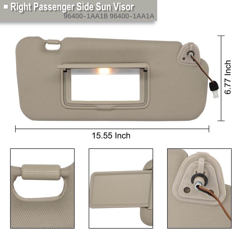 NHILES Driver & Passenger Side Sun Visor Fits for Nissan