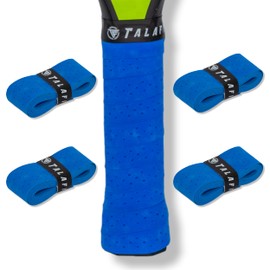 TALAFIT Pack of 4 Overgrip Padel - Grip Tennis - Padel Grip Tape - Holes - Overgrip Tennis (Blue)