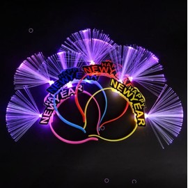 Dusenly 4 Pack LED Light Up Happy New Year Flashing Headband 2025 New Years Eve Party Headband LED Tiara Hairband Costume Favor Decorations