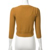 Women's Button Down 3/4 Sleeve Crew Neck Cotton Knit Cropped