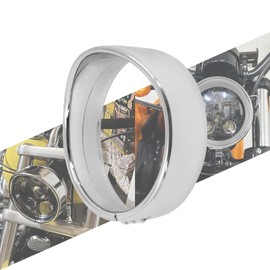 HCmotorku Motorcycle 5.75 Inch Headlight Trim Ring Visor Style Headlight Fit for Harley Sportster XL 883 883N 1200 Dyna Softail FXLR FXST FXSTB Chrome