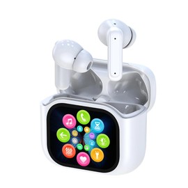 Wireless Earbuds with Smart Display Case, ANC Noise Reduction, Camera Control, White