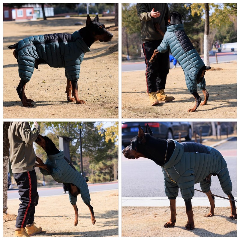 ArmyGreen Dog Warm Coat, Waterproof Windproof Reflective Vest, Zippered Adjustable
