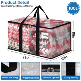 RoomHacks Clear Heavy Duty Extra Large Moving Bags, Reinforced Handle and Double Zipper Storage Bags, Packing Bags Alternative (2 Packs)