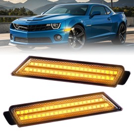 Nrgedzam 2PCS Led Side Marker Lights Front Bumper Sidemarker Lamps Reflectors Sidemarker Lamps Compatible with 2010-2015 Chevy Camaro, Clear Lens (Amber)