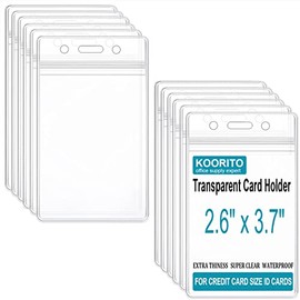 10 Pack Vertical ID Card Badge Holders Clear Plastic Name Tag Badge Holder Waterproof Sealable for Office, Event, Conference