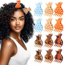 12Pcs Root Lifting Hair Clips for Thick & Thin Hair, Roller Jaw Volume Curly Hair Claw, No Crease Hair Root Lifting Clips for Natural Volume Curls Orange Blue White