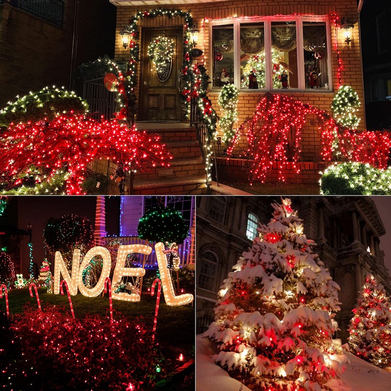 Brizled Red Christmas Lights, 33ft 100 LED Christmas Tree Lights,