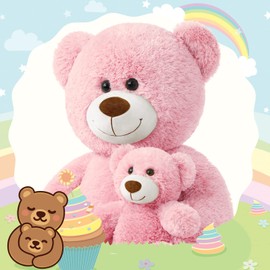 Muiteiur 40" Pink Giant Teddy Bear Set - Mommy & Baby Stuffed Animal - Great Gift for Kids, Baby Shower, Christmas, Valentines Day, Party Decor