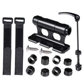 Bike Fork Mount, Bike Fork Mount Block Bicycle Front Fork Versatile Aluminum Alloy Fixed Clip Bikes Rack Stand for Cycling Trailer Traveling with Adapters, Screws, Straps, Black