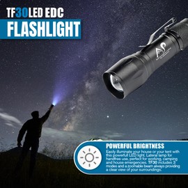 A&P LED Flashlight - rechargeable flashlights, USB, High Lumens Flash Light, camping lights & lanterns, 3 Modes, Waterproof, Super Bright, Focus, Shock Resistant, Portable, Hiking, Outdoor Activity
