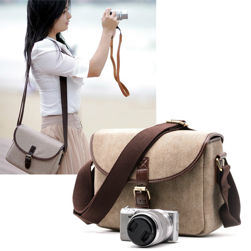 Camera Bag Wax Oil Leather Retro Easy Carrying Wear Resistance