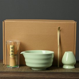4 PCS Matcha Whisk Set, Matcha Bowl and Bamboo Matcha Whisk Sifter and Spoon Japanese Matcha Tea Kit Perfect for Matcha Lovers Matcha Tea Set Matcha Powder Kit