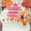 Thanksgiving Nails Fall Press Ons Medium Square Maple Leaf Orange