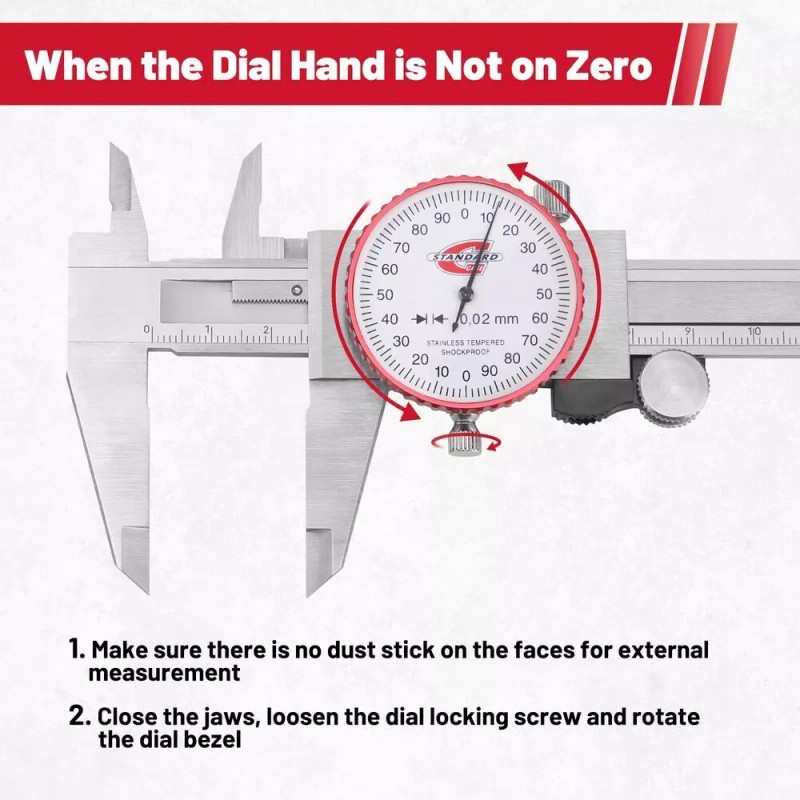 STANDARD GAGE Metric Dial Caliper Measuring Tool 0-150mm Range 4-Way