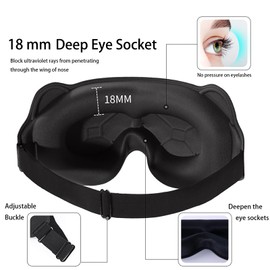 3D Deep Contoured Sleeping Eye Mask, Adjustable Strap for Comfort During Sleep,Designed to Block Out Light,Provides Zero Eye Pressure,Suitable for Both Men and Women,Travel Essential-Black