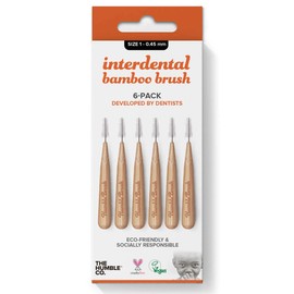 The Humble Co. Interdental Brush - Bamboo Handle - Medium - Orange - Pack of 4 (24 Pieces of 6 U-Shaped, Bamboo Bristles, Vegan, Adult, Unisex)