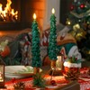 Zevanor Green Tree Flameless Real Wax Taper Candles with Remote