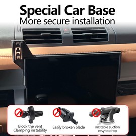 LUNQIN Car Phone Holder for Land Rover Defender 2022 2023 2024 2025 Auto Accessories 90 110 130 p300 p400 p500 p525 Navigation Screen Bracket Interior Decoration Mobile Cell Phone Mount