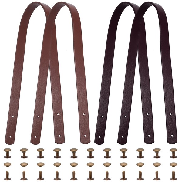 SUPERFINDINGS 4Pcs 2 Colors Faux Leather Bag Handles with Iron