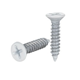 JQK #6 x 1/2" White Wood Screw, Flat Head Phillips Wood Screw 18-8 S/S Electroplating White Stainless Steel, 6 x 1/2-Inch, 100-Piece, SBW3514-P100