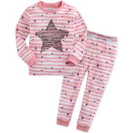 VAENAIT BABY Kids Boys Girls Sleepwear Pajama 2pcs Set Bling Pink 4-5T/L