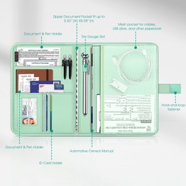 FINPAC Car Document Holder, Vehicle Registration and Insurance Card Holder, Auto Glove Box Organizer Owner Manual Presenter Pouch, Automotive Paperwork Holder, Sage Green