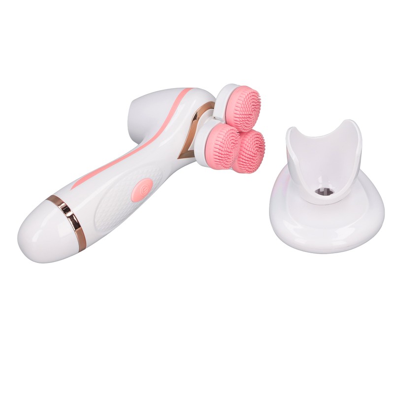 Electric Facial Cleansing Brush 3 Head Massage Facial Exfoliating Silicone