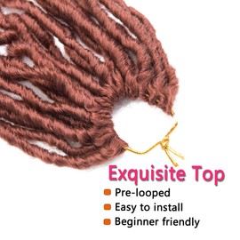 Soft locs crochet hair 36 inch 350# copper red faux locs crochet hair curly wavy crochet synthetic braiding hair extensions for black women (36 inch, 350)
