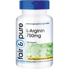Fair & Pure® - L-Arginin Kapseln - 4500mg pro Tagesdosis - vegan - ohne Magnesiumstearat - 180 Kapseln