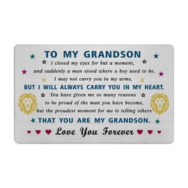 EE&YU Grandson Card from Grandma Grandad - Love and Proud My Adult Grandson Birthday Graduation Fathers Day Card Gifts for Men