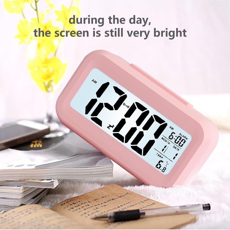 WANGCL 12/24 Stunden Digitaler Wecker Nachttischuhr mit Hintergrundbeleuchtung LCD-Display Datumskalender