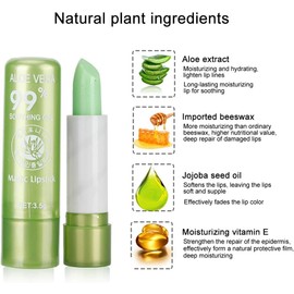 YUYTE Bálsamo para Labios Que Cambia de Color, Brillo de Labios Hidratante y Nutritivo de Aloe Vera, Herramienta de Belleza de Lápiz Labial, Pintalabios Magico