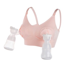 LEAPOVER Women Hands Free Breast Pump Breast Feeding Pump Pumping Bra Maternity Adjustable Nursing Bra (Pink L)…