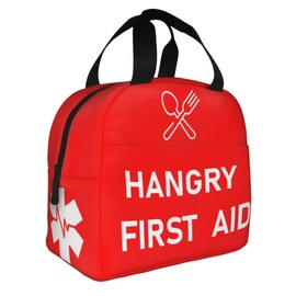 Hangry First Aid Insulated Lunch Bag Portable Reusable Lunch Box Medical Theme Thermal Cooler Tote Bag With Pockets For Nurses & Doctors Women Men Gift