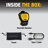 DEWALT Wearable Bluetooth Speaker (Updated Version), Clip-On Wireless Jobsite Pro