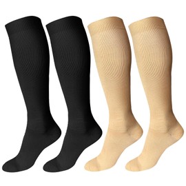 AKKQHH Compression Socks for Women Men 2/4 Pairs Football Socks Knitted Stockings Tube Flight Socks Support for Flying Sport Running Cycling Travel Hiking Walking