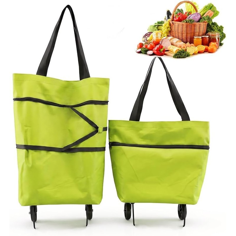 Bolsa de Compras Plegable 2 en 1 con Ruedas, Carrito