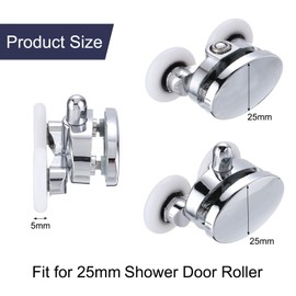uxcell 8 Pcs Shower Door Rollers, 25mm Dia ABS Bathroom Glass Door Top Bottom Rollers Runners for 4-5mm Glass Door, Kitchen Sliding Door Pulleys Wheels Replacement with Screw, Gray