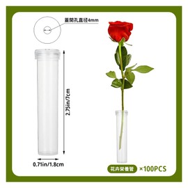 Set of 100 Floral Water Tubes Flower Arrangement Vial Water Tubes with Caps for Long Lasting Freshness Retention (Clear)