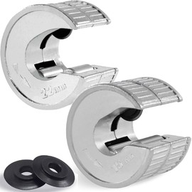 CANOPUS Professional Plumbing Auto Cut Tube Cutter Set Twin Pack 15mm & 22mm Pipe Slice with 2 Pipe Cutting Replacements, copper Pipe Cutter Set