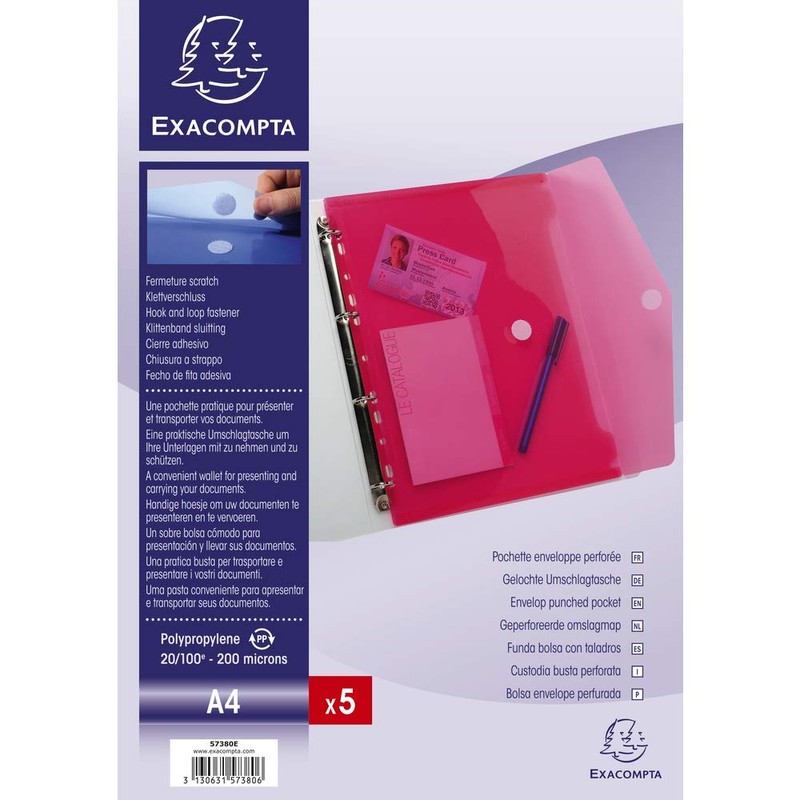 Exacompta - Ref 57380E - PP Envelope Punched Pocket -
